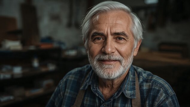 A man with a beard and a plaid shirt, casual and rustic look