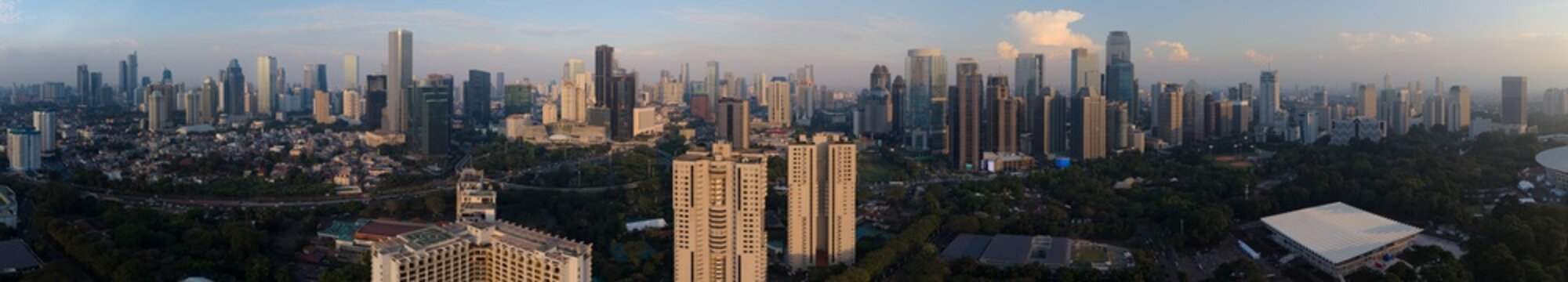 Jakarta Skyline Panorama at Sunset