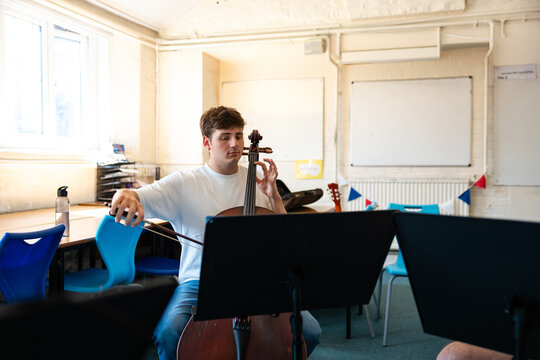 Student performing on cello