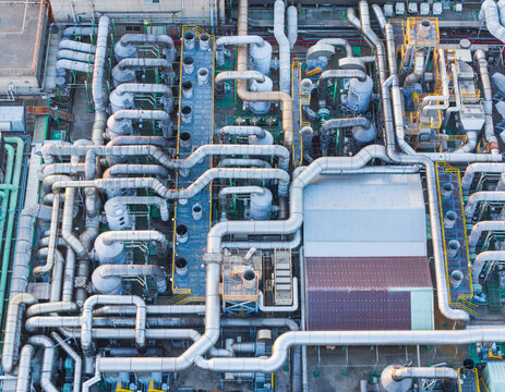Semiconductor Factory Rooftop Piping Infrastructure