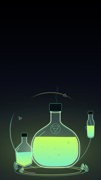 Halloween Potion Bottles with Neon Glow and Crystals
