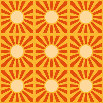 Seamless pattern with abstract suns