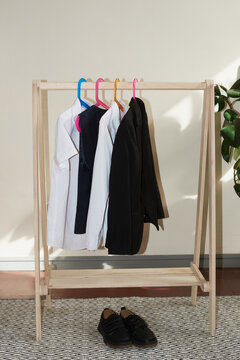 Rail with school clothes