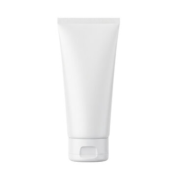 Blank white cosmetic squeeze tube mockup isolated on transparent background