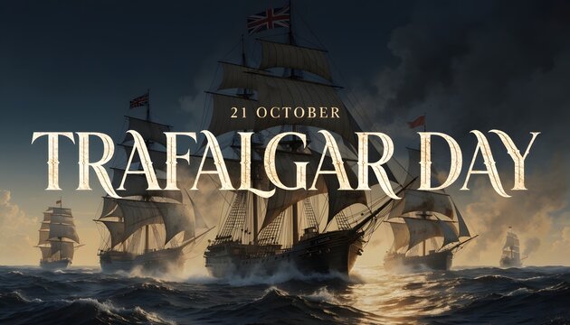 Historical sailing ships in the sea for trafalgar day celebration