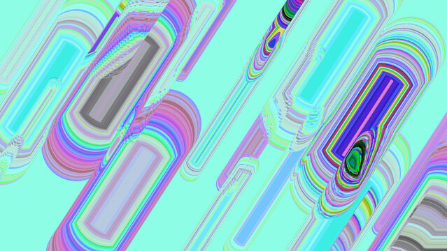 Diagonal striped capsule shapes on a light cyan background