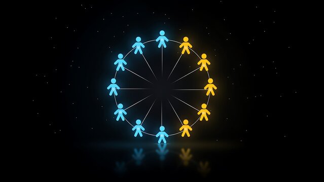 People connected in a circle illustrate teamwork, community, and collaboration, symbolizing unity and partnership in a network or social group.