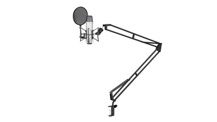 3d rendering microphone on a studio boom arm © santiago
