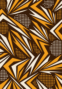 Orange and brown geometric starburst tribal pattern
