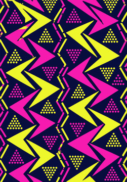 Purple pink and yellow zigzag lightning pattern