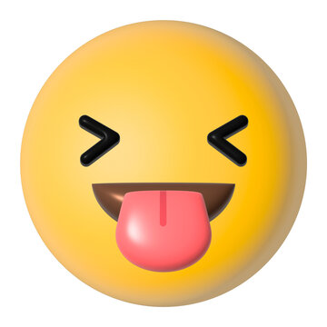 Tongue-out 3D emoticon png, transparent background