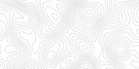 Topographic elevation contour illustration on white background with abstract wavy line mapping and paper style effect © FS