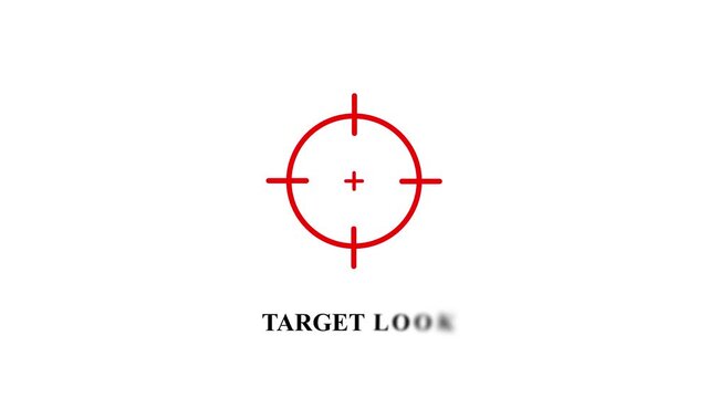 White Target Crosshair Icon Animation on white Background with Target Look Text