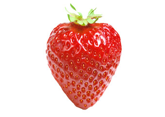 Single fresh ripe strawberry isolated on a clean white background © ChromaGrid Studio