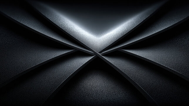 Black Geometric Abstract Background With Layered 3D Shapes
