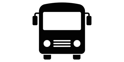 Black bus vehicle icon front view vector illustration for transport service. © Adil