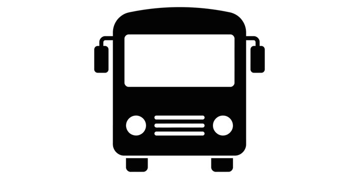 Black bus vehicle icon front view vector illustration for transport service.