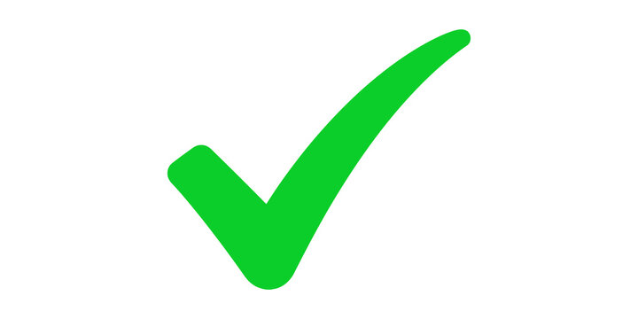 Green check mark vector illustration isolated on transparent background.