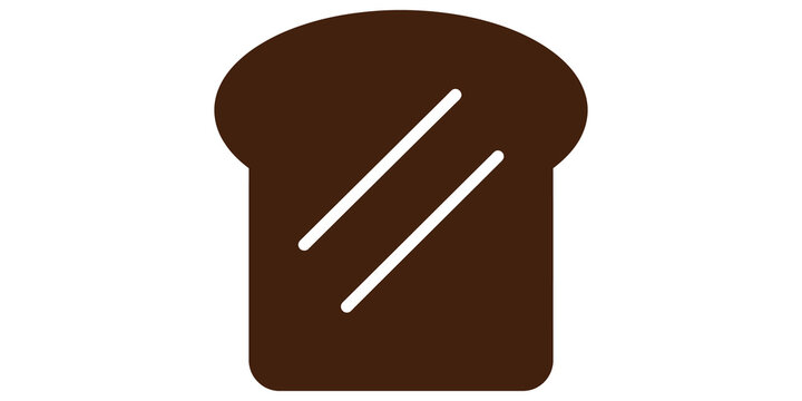 Flat dark brown slice of bread vector icon representing bakery goods.