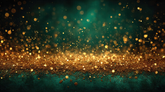 Abstract Emerald Green Texture With Metallic Gold Details