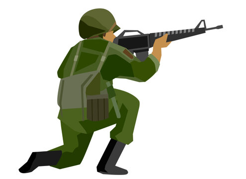 銃をかまえるベトナム戦争時のアメリカ兵
