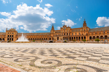 The stunning Plaza de Espana, Seville, Andalusia, Spain, built for the Ibero-American Exposition of 1929, designed by Anibal Gonzalez © petrrgoskov