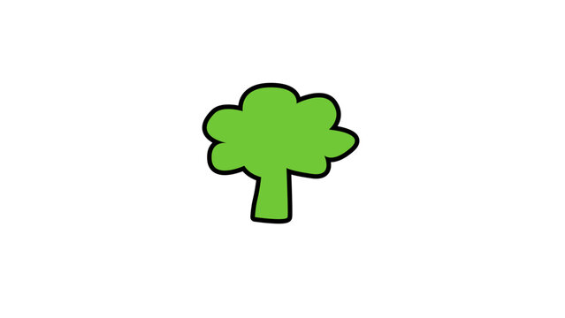 Simple cartoon green tree illustration isolated on white background. Cute hand drawn nature element for design, eco concept, forest icon, doodle clip art.