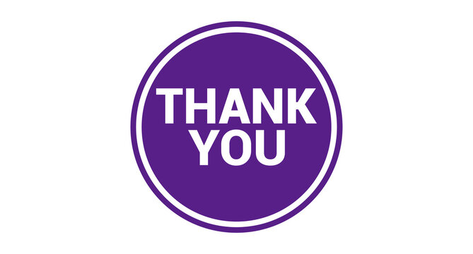 Purple Round Thank You Button Badge Sticker Circle Icon Isolated on Transparent