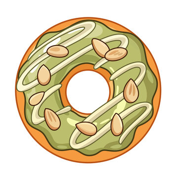 Delicious colorful donuts set with various toppings, fruits, and berries isolated on white background. Sweet glaze doughnuts vector illustration.