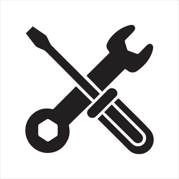 wrench crossed screwdriver icon vector illustration