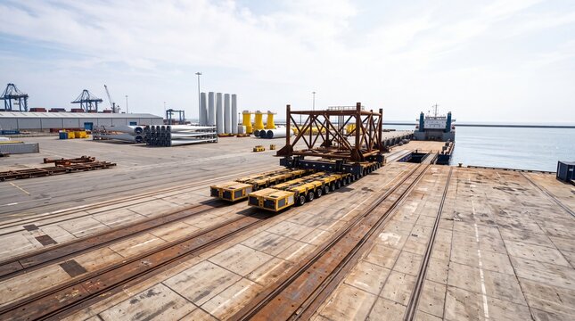 Heavy Offshore Wind Staging Quayside With Hydraulic Transporters
