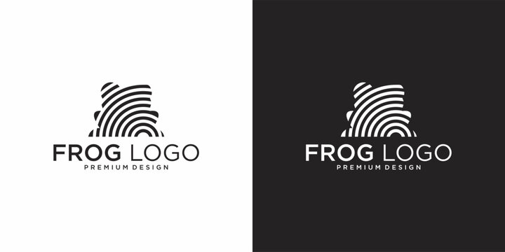 Modern Frog Logo Design Abstract Lines.