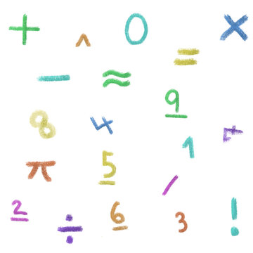 Colorful Math Symbols and Numbers  Educational Illustration