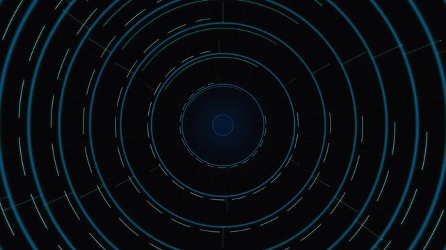 Futuristic Blue Concentric Rings HUD Interface Background Motion Graphic Loop