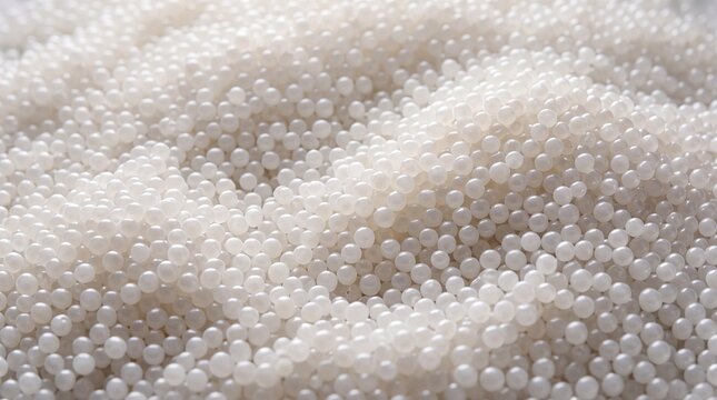 Close-up view of a smooth, textured surface of small white beads