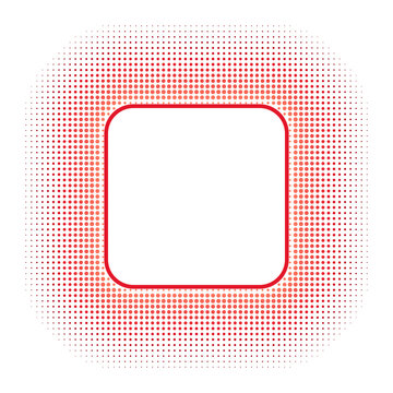 Red halftone glow frame around rounded square on transparent background