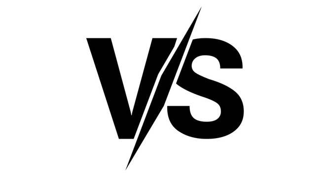 Black Versus Letters VS Icon Competition Battle Conflict Symbol Isolated On Transparent Background