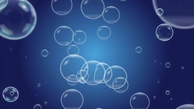soap bubbles on blue background