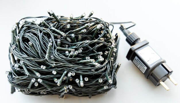 Tangled Green LED Christmas String Lights with Power Adapter Plug