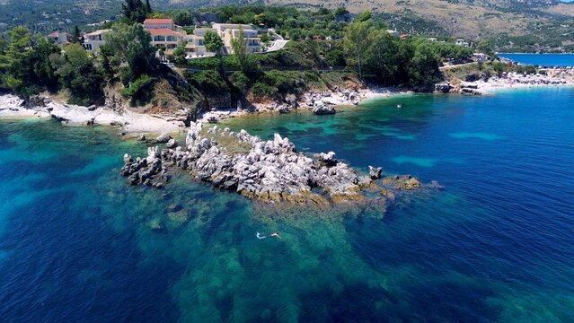 Bataria Beach (often spelled Bataria or Battaria) is a highly praised pebble beach located in Kassiopi on the northeastern coast of the island of Corfu, Greece