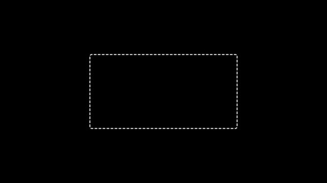 Dotted line rectangle frame animation Animation of a dotted line path from left to right point. border frame dotted line animation abstract motion graphic overlay video, 4k quality animation video.