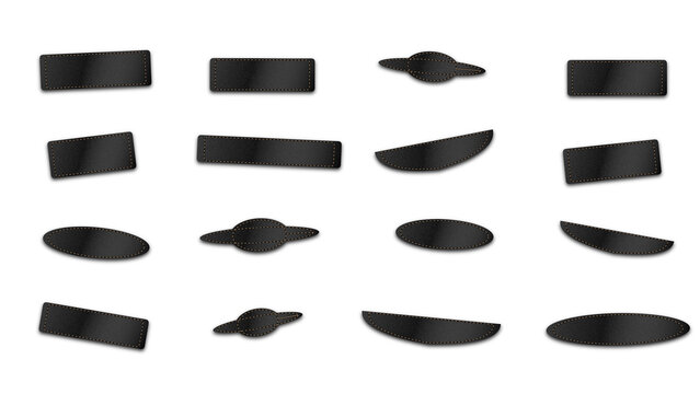 Various leather patch shapes isolated on white background