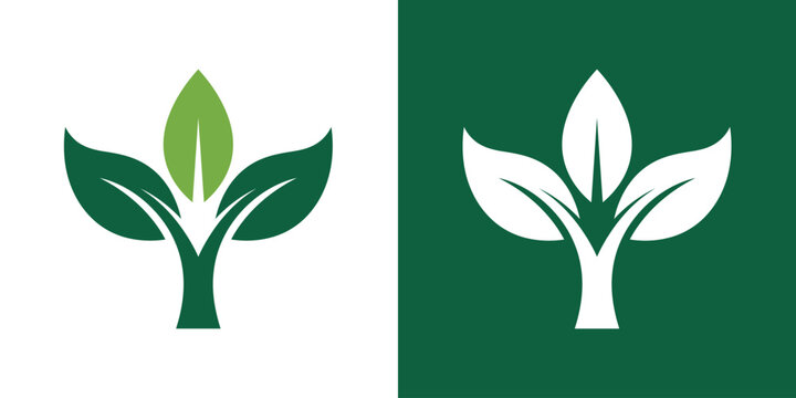 Green leaf icons. Leaves of trees and plants. Leaves icon. Collection green leaf. Elements design for natural, eco, bio, vegan labels. Vector illustration.