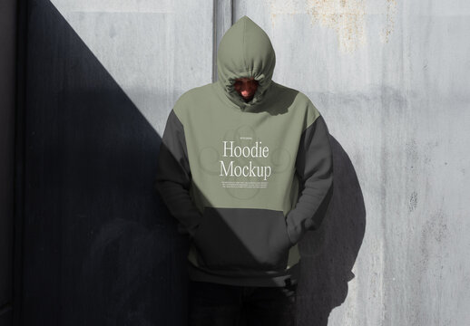 Man Wearing Hoodie Mockup