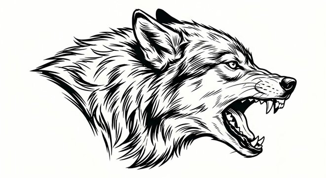 Vector illustration of a fierce wolf head logo design