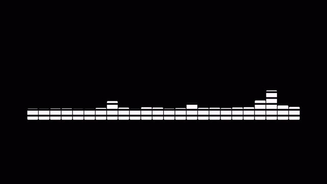 Animated Audio Waveform Sound Wave Visualization on transparent Background, Dynamic Equalizer Frequency Spectrum Motion Graphic for Music, Podcast, Audio and Technology in 4K.