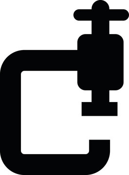 C clamp tool industrial vise icon isolated on transparent PNG