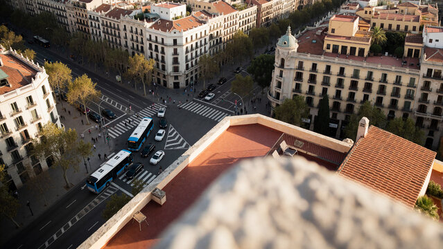 Passeig de Gracia and Barcelona Eixample rooftops
