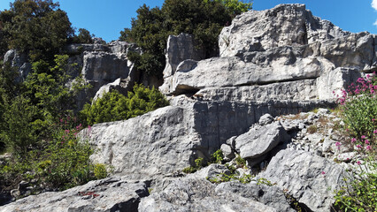 Abandoned ancient limestone quarry in Provence, Mediterranean region, France © David-CASSESE