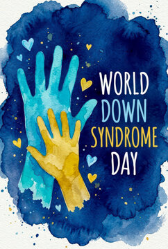 World down syndrome day hands watercolor support